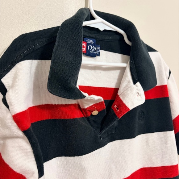 Chaps Ralph Lauren Kids Polo with Red, Black, and White Stripes - Picture 2 of 5